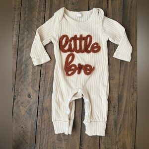 Cream Ribbed 'Little Bro' One-Piece Romper